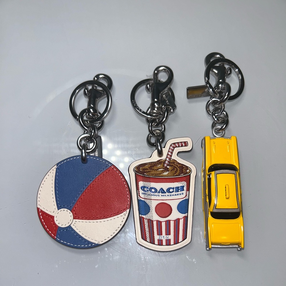COACH Kids' Charm Keychain Trio in Red, Blue, White & Yellow - Picture 3 of 8
